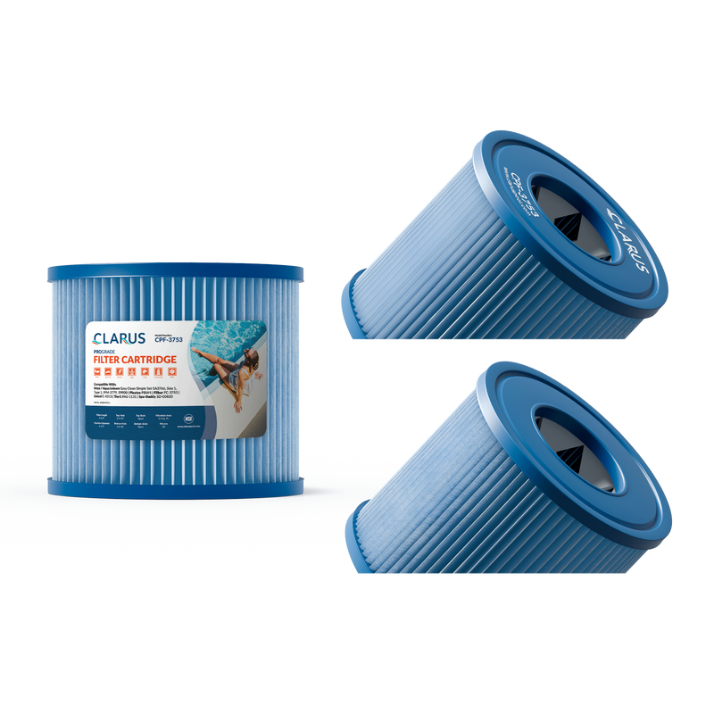 Clarus 4 1⁄4” x 3 3⁄4” Pool Filter Cartridge – Replaces FC-3753, C-4313, PBW4PAIR, 2.5 Sq. Ft. (2-Pack)
